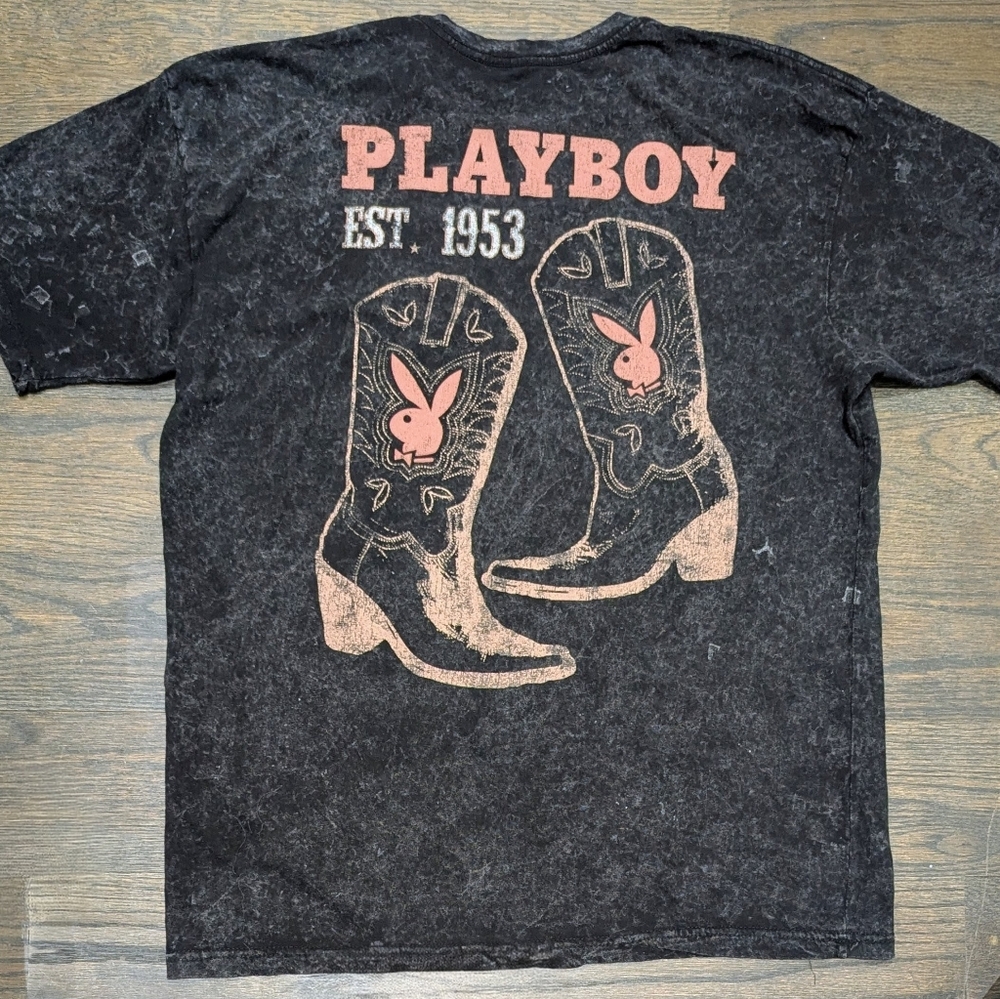 New XL Playboy Retro Western Cowgirl Boots Bunny Shirt